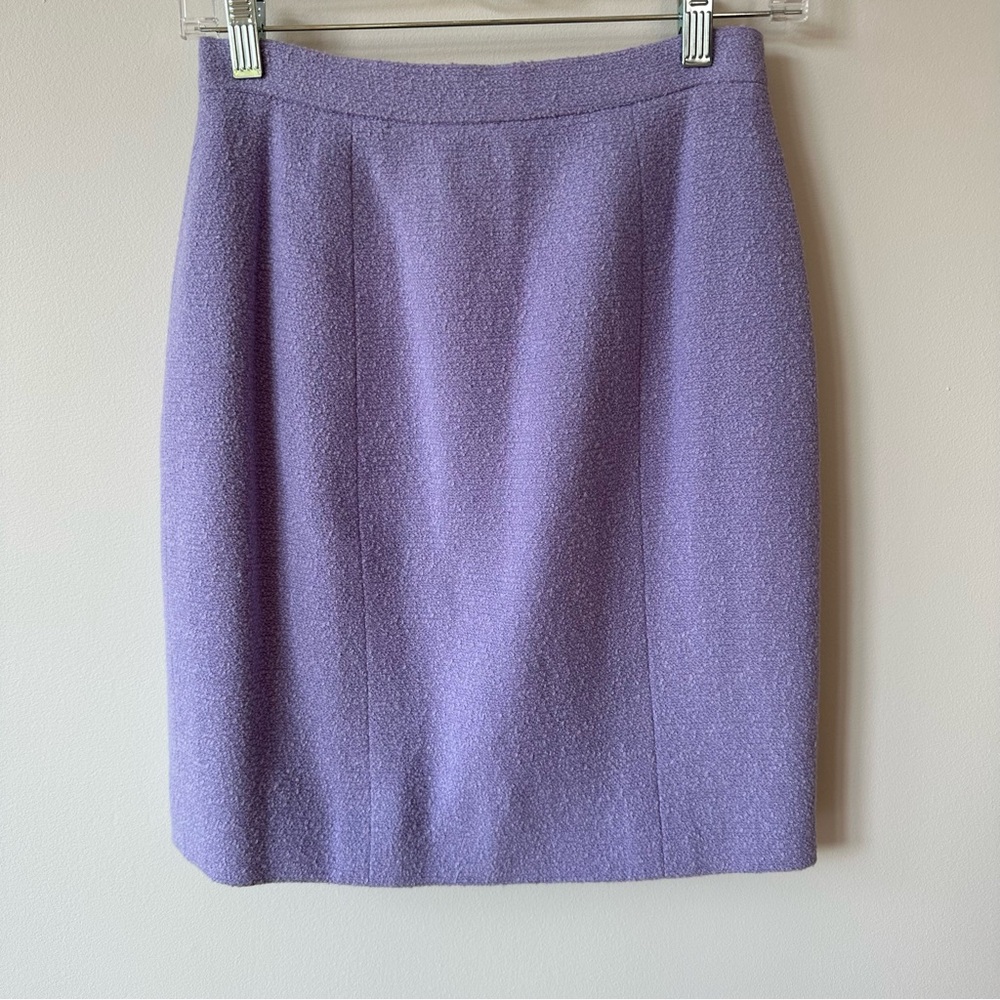 CHANEL Lavender Wool Bouclé Skirt